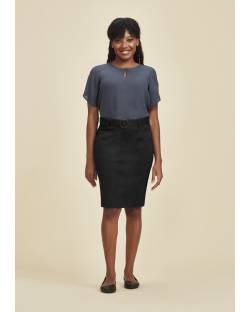 Mid Waist Stretch Chino Skirt